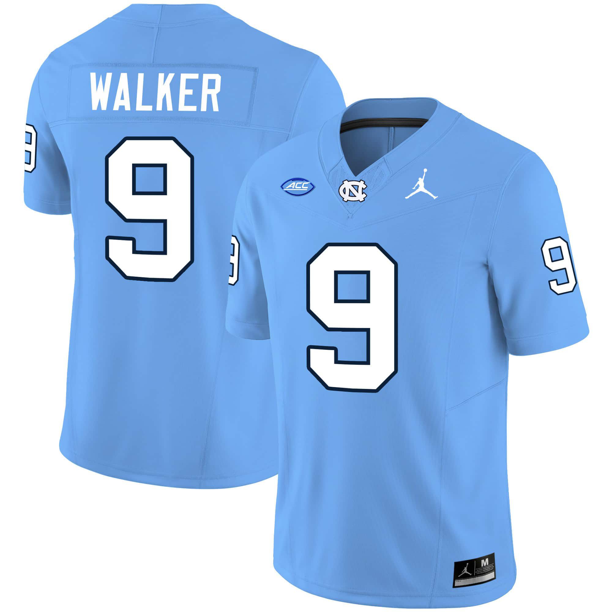 Men North Carolina Tar Heels #9 Walker Light Blue 2024 Vapor Limited NCAA Jersey style 1